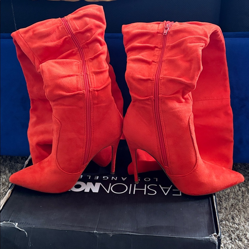 Orange Suede Boots - Picture 3 of 4